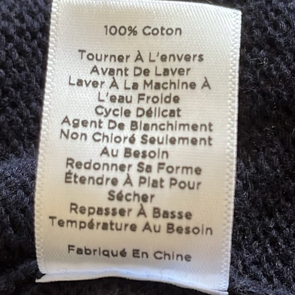 Talbots 100% COTTON NAVY BLUE CARDIGAN SWEATER 1XP Petite RED WHITE STRIPED TRIM - Picture 10 of 10